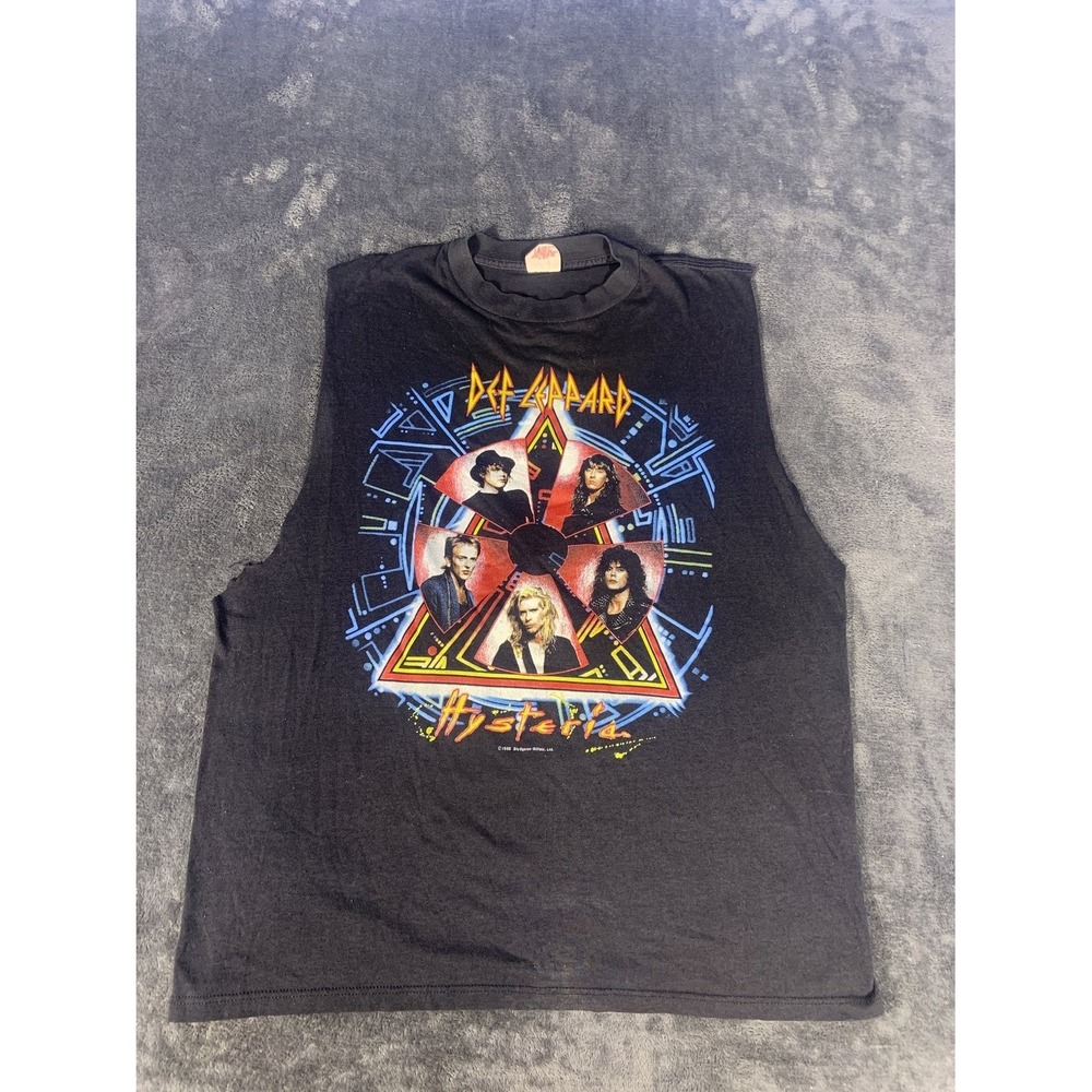 Vintage Def Leppard Hysteria World Tour 1988 T-Shirt‎ Sleeveless Black X-Large